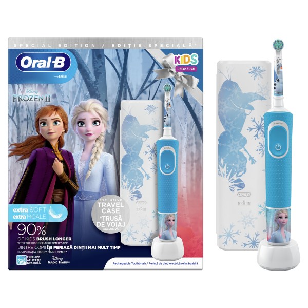 Oral-B Kids Frozen Παιδική Ηλεκτρική Οδοντόβουρτσα Μαλακή & Δώρο Θήκη Ταξιδιού